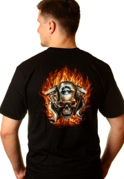 футболка байкерская skull wings motocycle