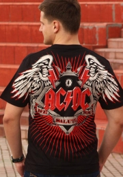 тотальная футболка с рок группой ac/dc