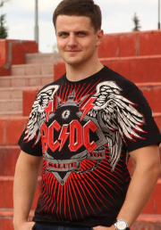 тотальная футболка с рок группой ac/dc