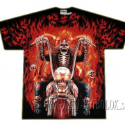 футболка байкерская skeleton fire full print