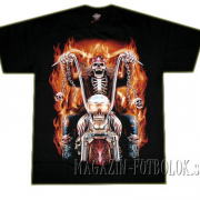 футболка байкерская skeleton in fire