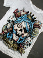 стильная майка для мужчин 3 skulls and ribbon