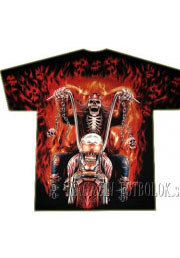 футболка байкерская skeleton fire full print